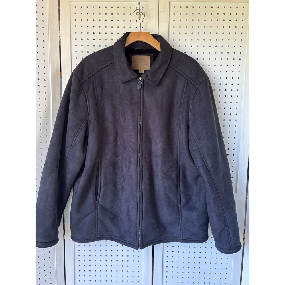 Northwest Territory Men's XLT Black Faux Suede Full Zip Mock Jacket Coat Lined